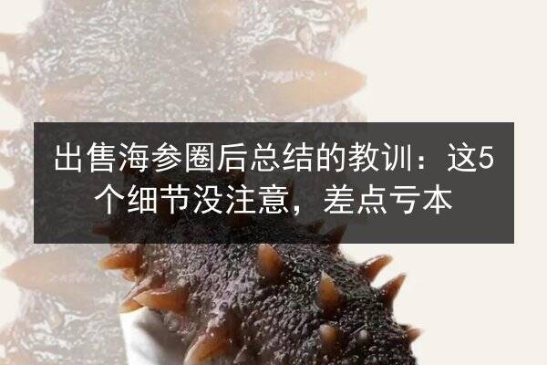 出售海参圈后总结的教训:这5个细节没注意,差点亏本